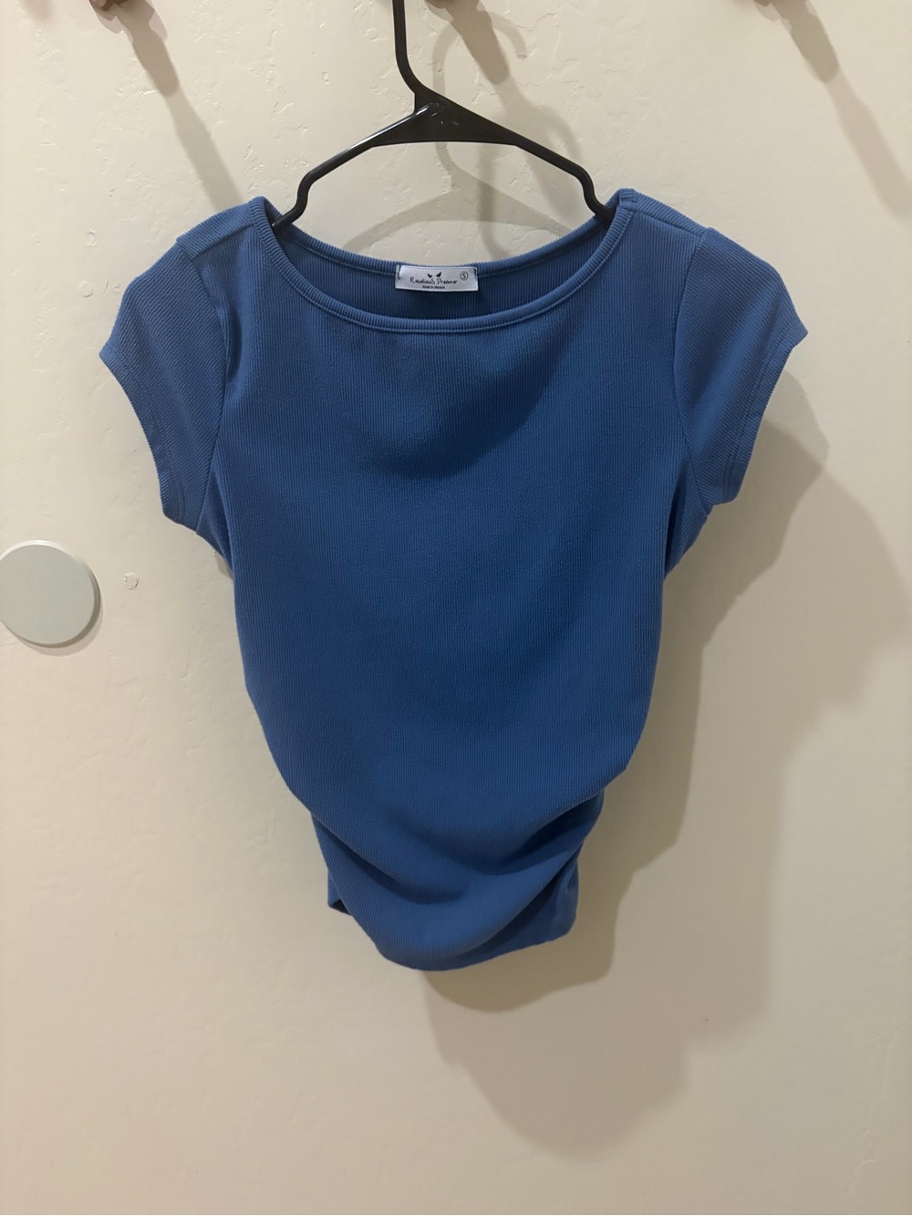 Casual Blue Ribbed Short-Sleeve Top by Lands' End